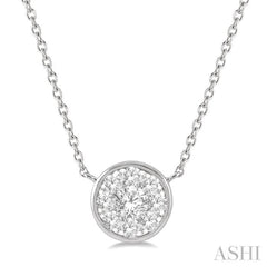 1/3 Ctw Round Shape Lovebright Diamond Pendant With Chain in 14K White Gold