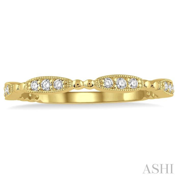 1/6 ctw Marquise Mount Round Cut Diamond Stackable Band in 14K Yellow Gold