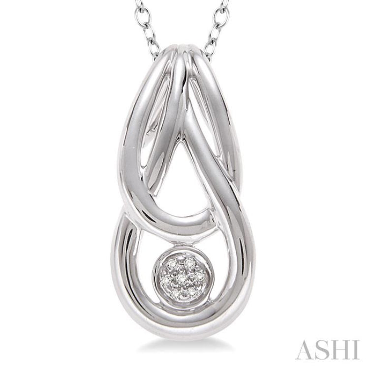 1/50 Ctw Round Cut Diamond Fashion Pendant in Sterling Silver with Chain