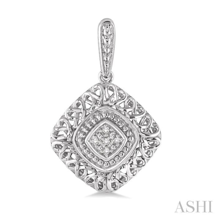 1/20 Ctw Cushion Shape Round Cut Diamond Earrings in Sterling Silver