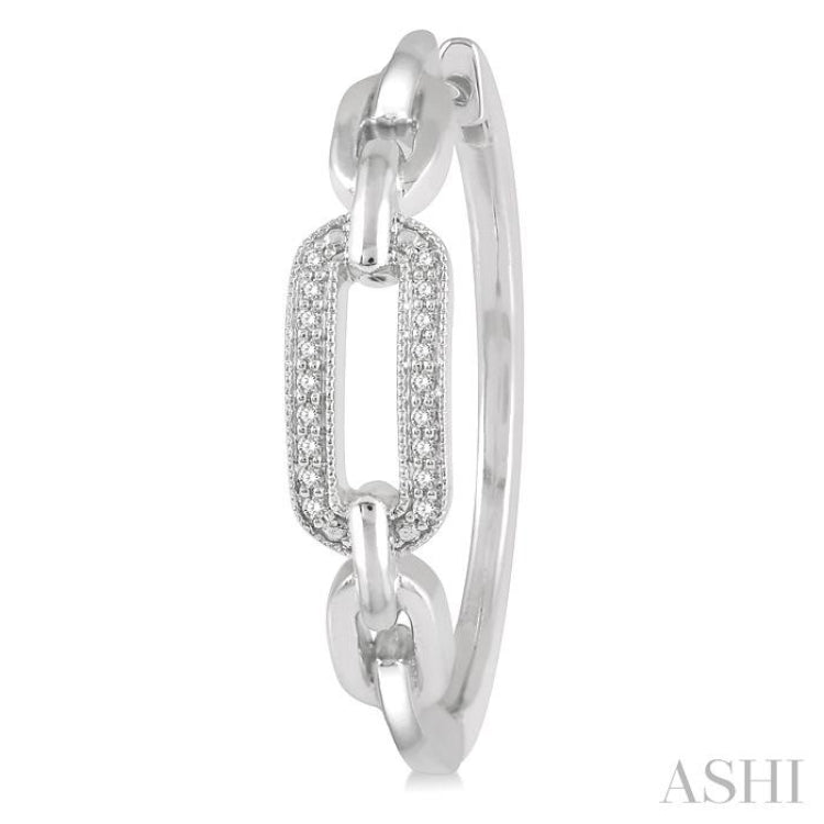 1/10 Ctw Round Cut Diamond Paperclip Hoop Earrings in Sterling Silver