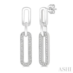 1/10 Ctw Round Cut Diamond Paperclip Earrings in Sterling Silver