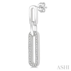 1/10 Ctw Round Cut Diamond Paperclip Earrings in Sterling Silver