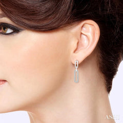 1/10 Ctw Round Cut Diamond Paperclip Earrings in Sterling Silver