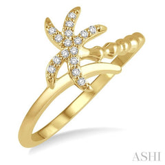 1/10 Ctw Palm Tree Round Cut Bead Bijoux Diamond Petite Fashion Ring in 10K Yellow Gold