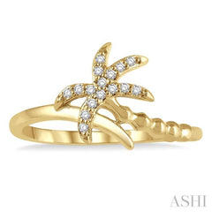 1/10 Ctw Palm Tree Round Cut Bead Bijoux Diamond Petite Fashion Ring in 10K Yellow Gold