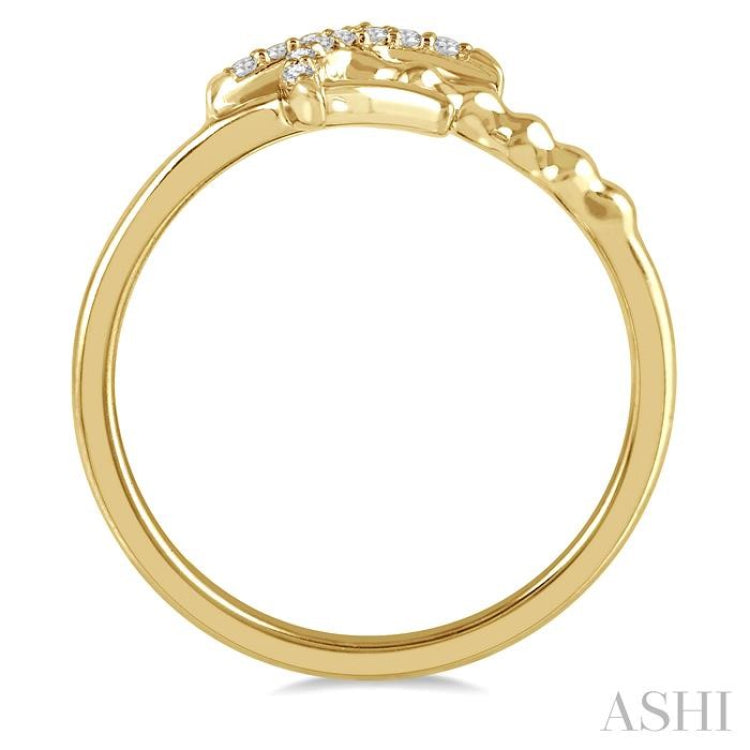1/10 Ctw Palm Tree Round Cut Bead Bijoux Diamond Petite Fashion Ring in 10K Yellow Gold