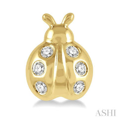 1/10 Ctw Ladybird Round Cut Diamond Petite Earrings in 10K Yellow Gold