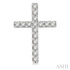 1/10 Ctw Cross Round Cut Diamond Petite Fashion Earrings in 10K White Gold