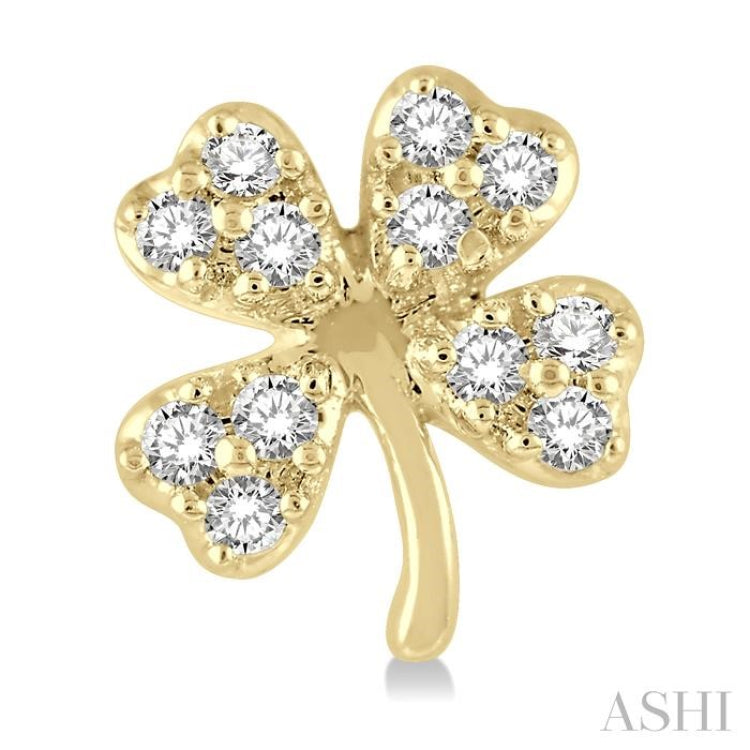 1/10 Ctw Four-Leaf Clover Round Cut Diamond Petite Fashion Earrings in 10K Yellow Gold