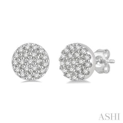 1/8 Ctw Disc Shape Round Cut Diamond Petite Fashion Earrings in 10K White Gold