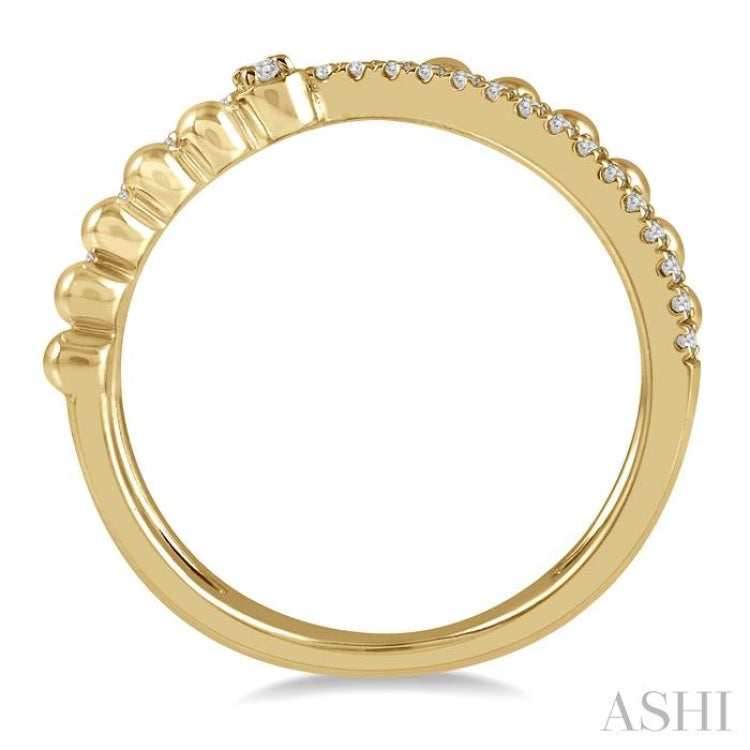 1/6 Ctw Criss Cross Split Shank Round Cut Bead Bijoux Diamond Fashion Ring in 10K Yellow Gold