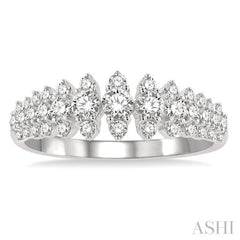 3/4 Ctw Graduated Round Cut Waterfall Diamond Fashion Band in 14K White Gold