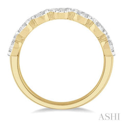 1/2 Ctw Jointed Circular Mount Lovebright round Cut Diamond Band in 14K Yellow and White Gold