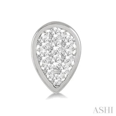 1/3 Ctw Pear Shape Lovebright Round Cut Diamond Bezel Stud Earrings in 14K White Gold
