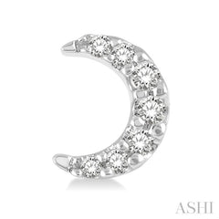 1/10 Ctw Crescent Moon Round Cut Diamond Petite Fashion Earrings in 10K White Gold