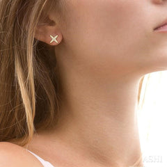 1/10 Ctw 'X' Shape Round Cut Diamond Petite Fashion Earrings in 10K Yellow Gold