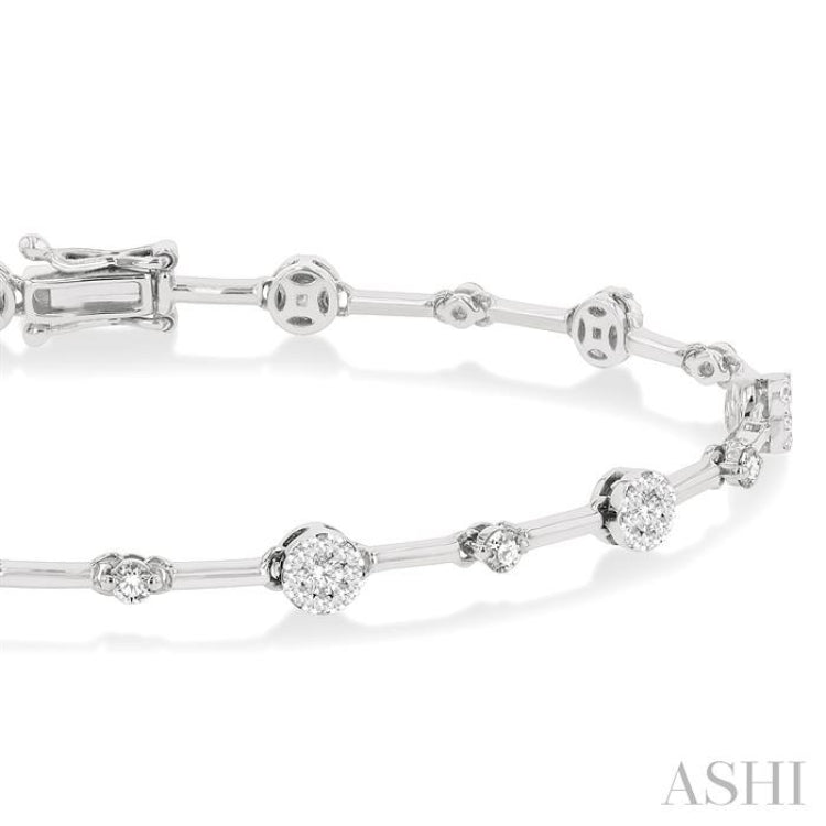 1 Ctw Lovebright Round Cut Diamond Bar Bracelet in 14K White Gold