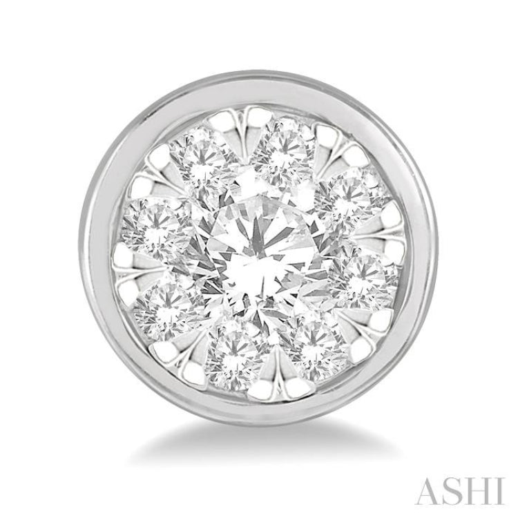 1/2 Ctw Lovebright Round Cut Diamond Bezel Stud Earrings in 14K White Gold