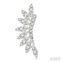 1/3 Ctw Arched Marquise Projection Round Cut Diamond Petite Fashion Earrings in 14K White Gold