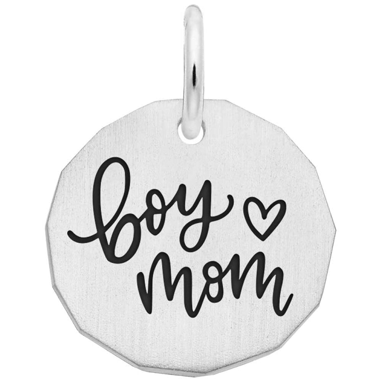 SILVER BOY MOM TAG CHARM 
