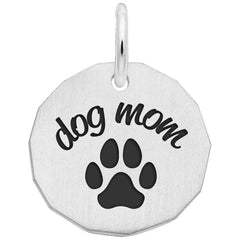 SILVER DOG MOM TAG CHARM 