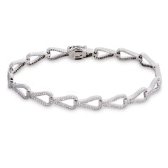 Platinum Finish Sterling Silver Micropave Teardrop Bracelet with 352 Simulated Diamonds 7.25