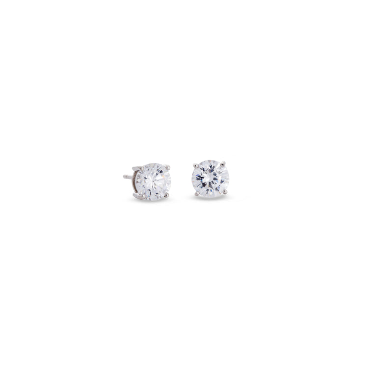 Platinum finish sterling silver prong set round simulated diamond earrings approx. 1cttw