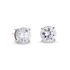 Platinum finish sterling silver prong set round simulated diamond earrings approx. 4cttw