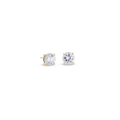 Gold finish sterling silver prong set round simulated diamond earrings approx. 1cttw
