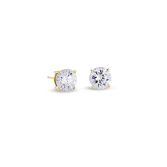 Gold finish sterling silver prong set round simulated diamond earrings approx. 2cttw