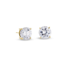 Gold finish sterling silver prong set round simulated diamond earrings approx. 3cttw