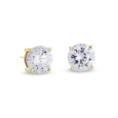 Gold finish sterling silver prong set round simulated diamond earrings approx. 4cttw