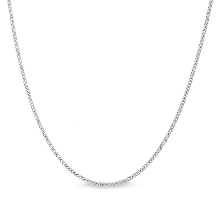 18 Platinum Finish Sterling Silver 1mm Curb Chain with End Caps and Spring Ring