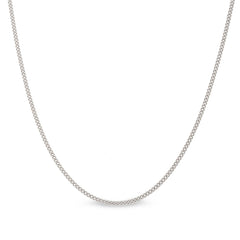 18 Platinum Finish Sterling Silver 1mm Curb Chain with End Caps and Spring Ring