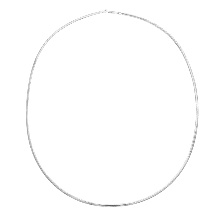 18 platinum finish sterling silver 2mm omega chain