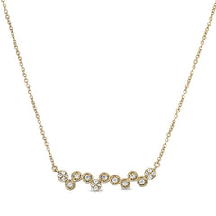 Gold finish sterling silver micropave bubbles pendant with simulated diamonds on 16-18 adjustable chain