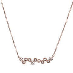 Rose gold finish sterling silver micropave bubbles pendant with simulated diamonds on 16-18 adjustable chain