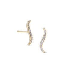 Gold finish sterling silver micropave climber earrings with simulated diamonds
