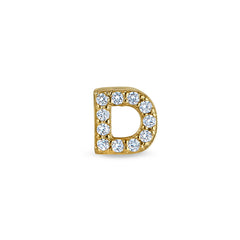 Gold Finish Sterling Silver Micropave D Initial Charm with Simulated Diamonds