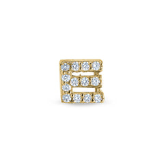 Gold Finish Sterling Silver Micropave E Initial Charm with Simulated Diamonds