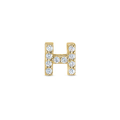 Gold Finish Sterling Silver Micropave H Initial Charm with Simulated Diamonds