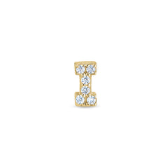 Gold Finish Sterling Silver Micropave I Initial Charm with Simulated Diamonds