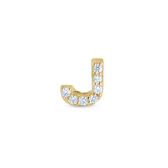 Gold Finish Sterling Silver Micropave J Initial Charm with Simulated Diamonds