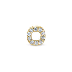 Gold Finish Sterling Silver Micropave O Initial Charm with Simulated Diamonds