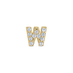 Gold Finish Sterling Silver Micropave W Initial Charm with Simulated Diamonds