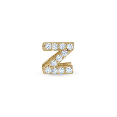 Gold Finish Sterling Silver Micropave Z Initial Charm with Simulated Diamonds