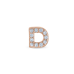 Rose Gold Finish Sterling Silver Micropave D Initial Charm with Simulated Diamonds