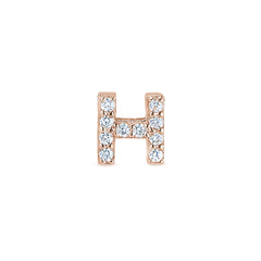 Rose Gold Finish Sterling Silver Micropave H Initial Charm with Simulated Diamonds