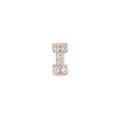 Rose Gold Finish Sterling Silver Micropave I Initial Charm with Simulated Diamonds